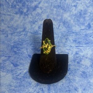 Gold and Green Crystal Ring